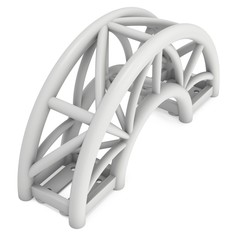 Steel truss arc girder element. 3d render isolated on white