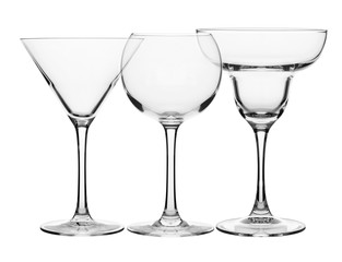 three glasses of cocktail glass