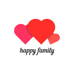 happy family with three hearts