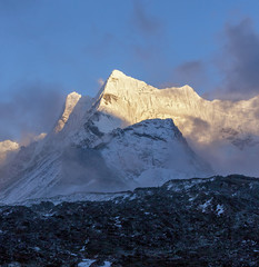 Evening view from the valley of the Chhukhung - Everest region, Nepal, Himalayas