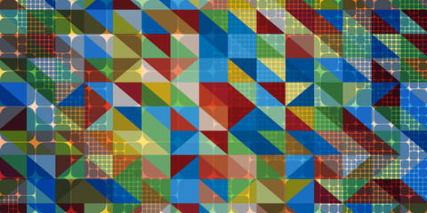 Abstract bright graphic art pattern background full of squares and triangles