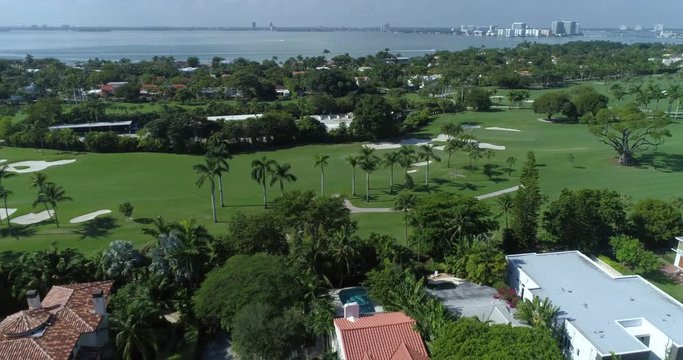 Aerial footage of the La Gorce Country Club and Golf Course