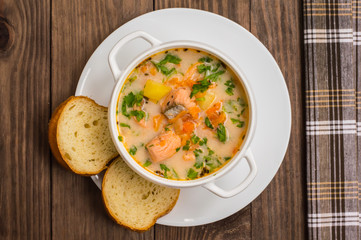 Soup with salmon Finland 