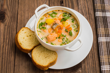 Soup with salmon Finland 