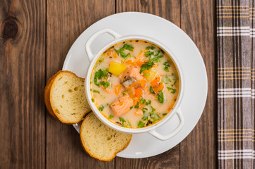 Soup with salmon Finland 