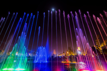 Xian at night,giant wild goose pagoda.