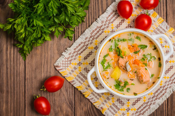 Soup with salmon Finland 