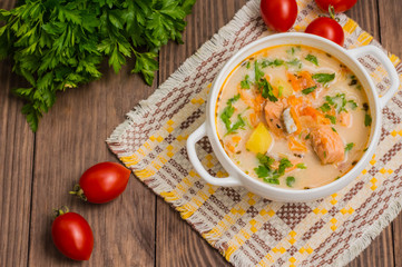 Soup with salmon Finland 
