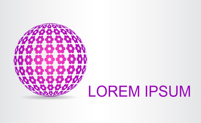 Logo stylized spherical surface with abstract shapes