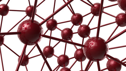 red Molecular geometric chaos abstract structure. Science technology network connection hi-tech background 3d rendering illustration