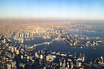 Fototapeta premium Aerial photograph from over Tokyo Japan, 2016/12/17
