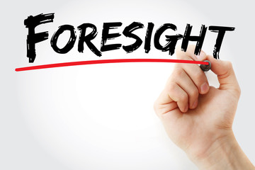 Hand writing Foresight with marker, concept background