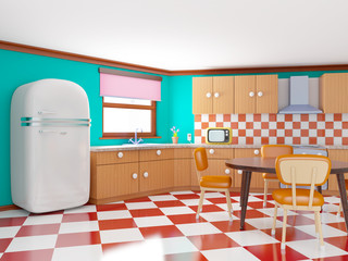 retro checkered kitchen