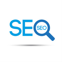 Search engine optimization logo, seo symbol isolated on white ba