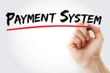 Hand writing Payment system with marker, concept background