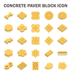 Concrete paver block floor vector icon set.