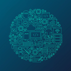 Line Programming Icons Circle