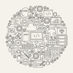Programming Line Icons Circle