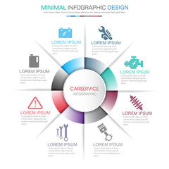 Fototapeta premium Circle Infographic Elements with car service icon on full color