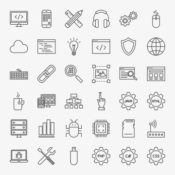 Programming Line Icons Set