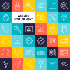 Vector Line Website Development Icons