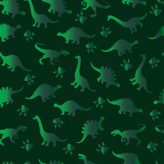 Cute kids pattern for girls and boys. Colorful dinosaurs on the abstract grunge background create a fun cartoon drawing. The background is made in neon colors. Urban backdrop for textile and fabric.