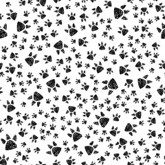 Naklejka na ściany i meble Simple, cute kids pattern, trace a predator dinosaur form an interesting pattern. Completed in monochrome, black and white colors.Funny wallpaper for textile and fabric. Fashion style.Colorful bright.