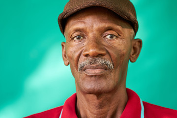 Seniors People Portrait Sad Old Black Man With Hat