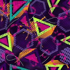 Abstract grunge pattern children for girls and boys. Creative vector the background with dots, triangle, lines, polygon.Funny wallpaper for textile and fabric. Fashion style. Colorful bright.