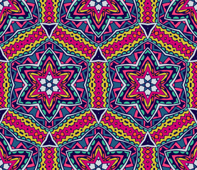 vintage ethnic geometrical  mosaic tiles. seamless pattern background. 