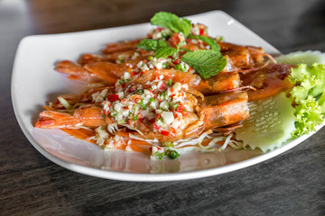 Tiger prawn spicy salad,