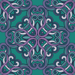 green damask swirl  seamless pattern