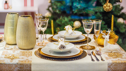 Traditional dishware on Christmas