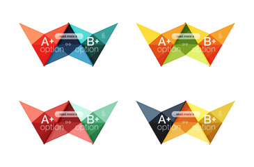 Colorful arrow option infographics banners, business geometric templates