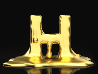 Liquid gold letter H