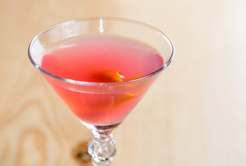 drink in a beautiful glass on the bar