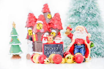 merry christmas and santa blur white background