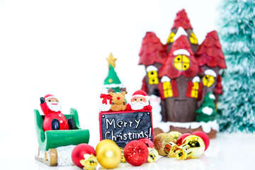 merry christmas and santa blur white background