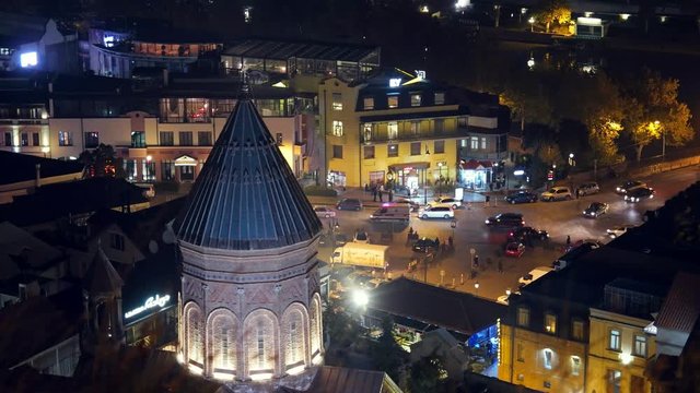 beautiful view of Tbilisi in the evening