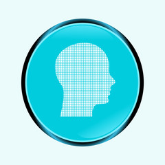Pixel art design of the human head logo. Vector illustration. Icon head.