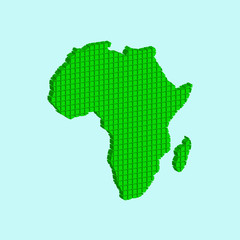 Pixel map of Africa, vector illustration. Abstract background. 3D-map of Africa