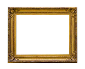 Vintage gold frame isolated on white background