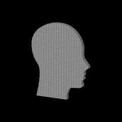 3D Pixel art design of the human head logo. Vector illustration. 3D Icon head.