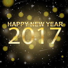 Happy new year 2017 on dark gold background vector design