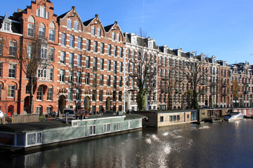 Soleil d'hiver sur les quais d'Amsterdam, Pays-Bas