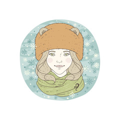 Leo zodiac sign. Winter season illustration