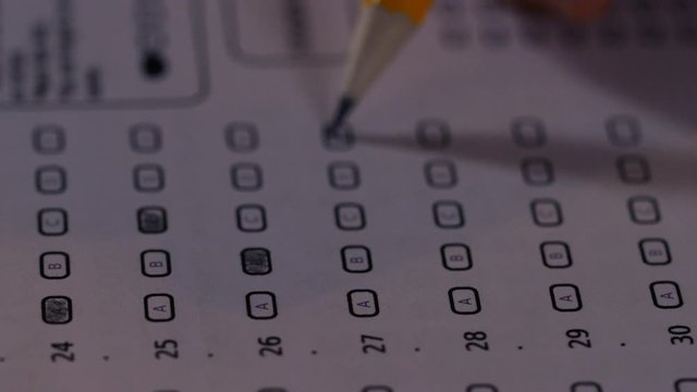 4K Pencil shading in answers on a multiple choice test paper