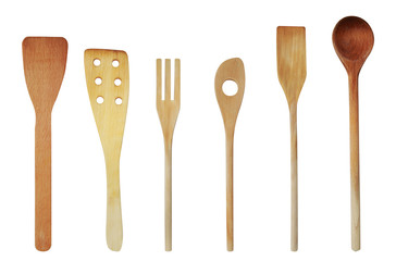 Wooden Spoon set on isolated background