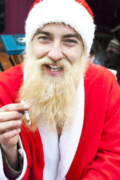 Santa smoking a cigarette