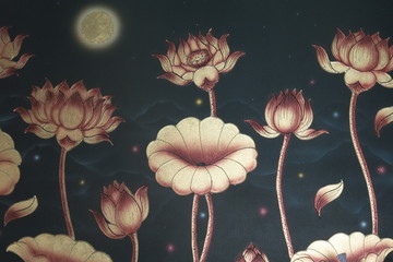 Obrazy na Szkle  Sztuka lotosu na ścianie
